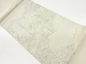 銀彩雉に草花・華紋・古典柄模様袋帯